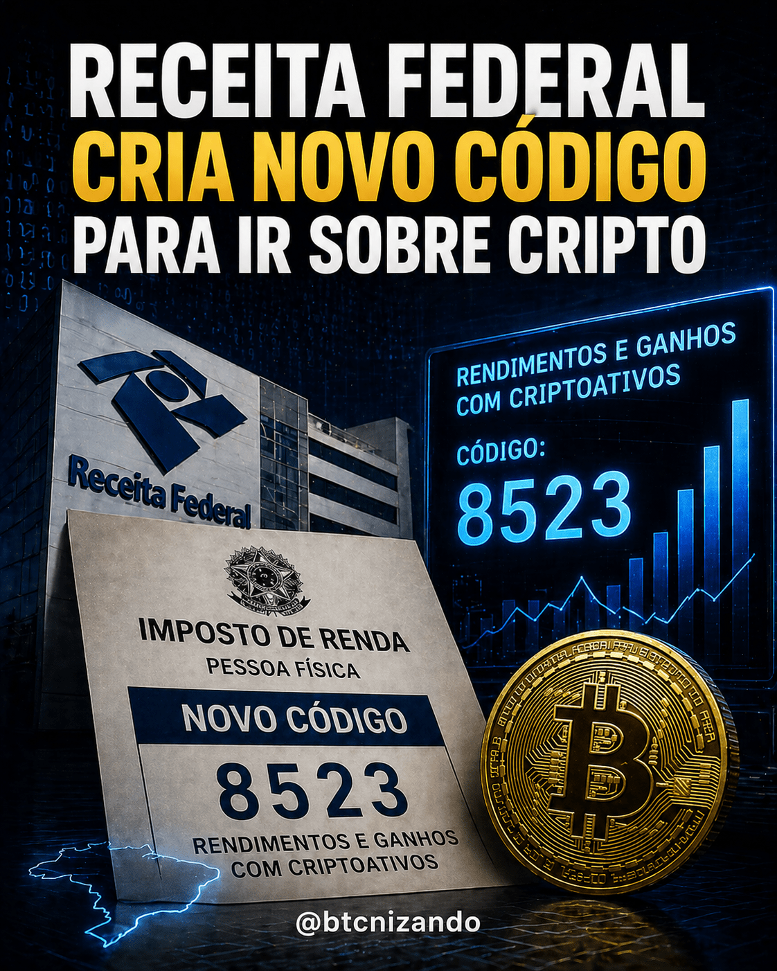 Receita Federal cria código 1897 no DARF para imposto sobre criptomoedas
