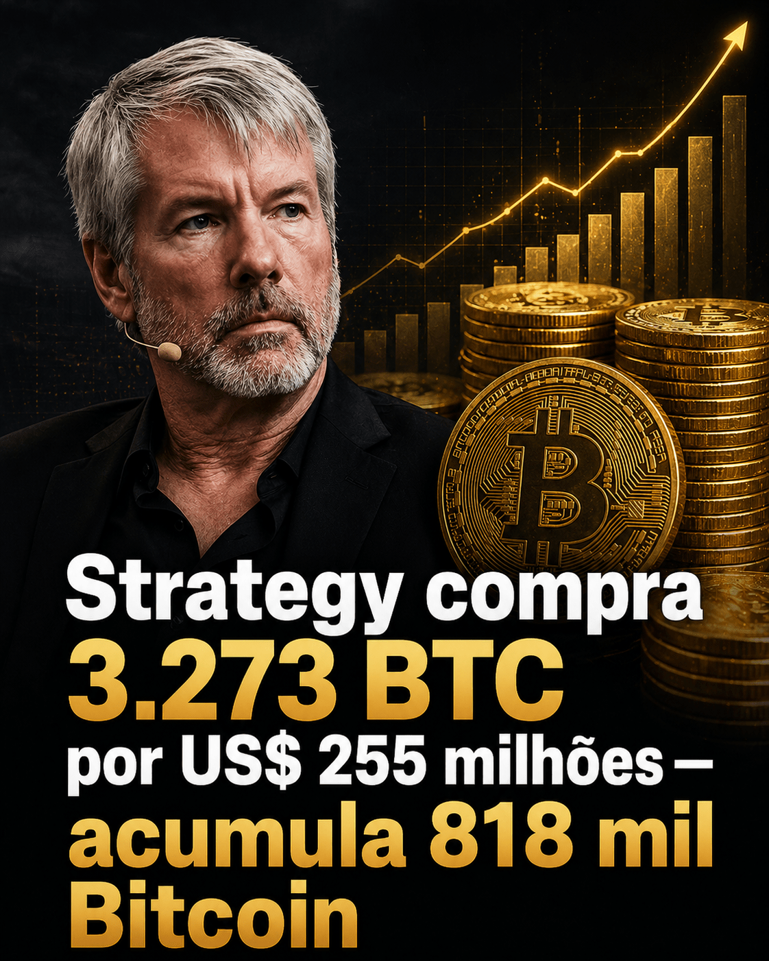 Strategy compra mais 3.273 BTC por US$ 255 milhões e acumula 818.334 Bitcoin