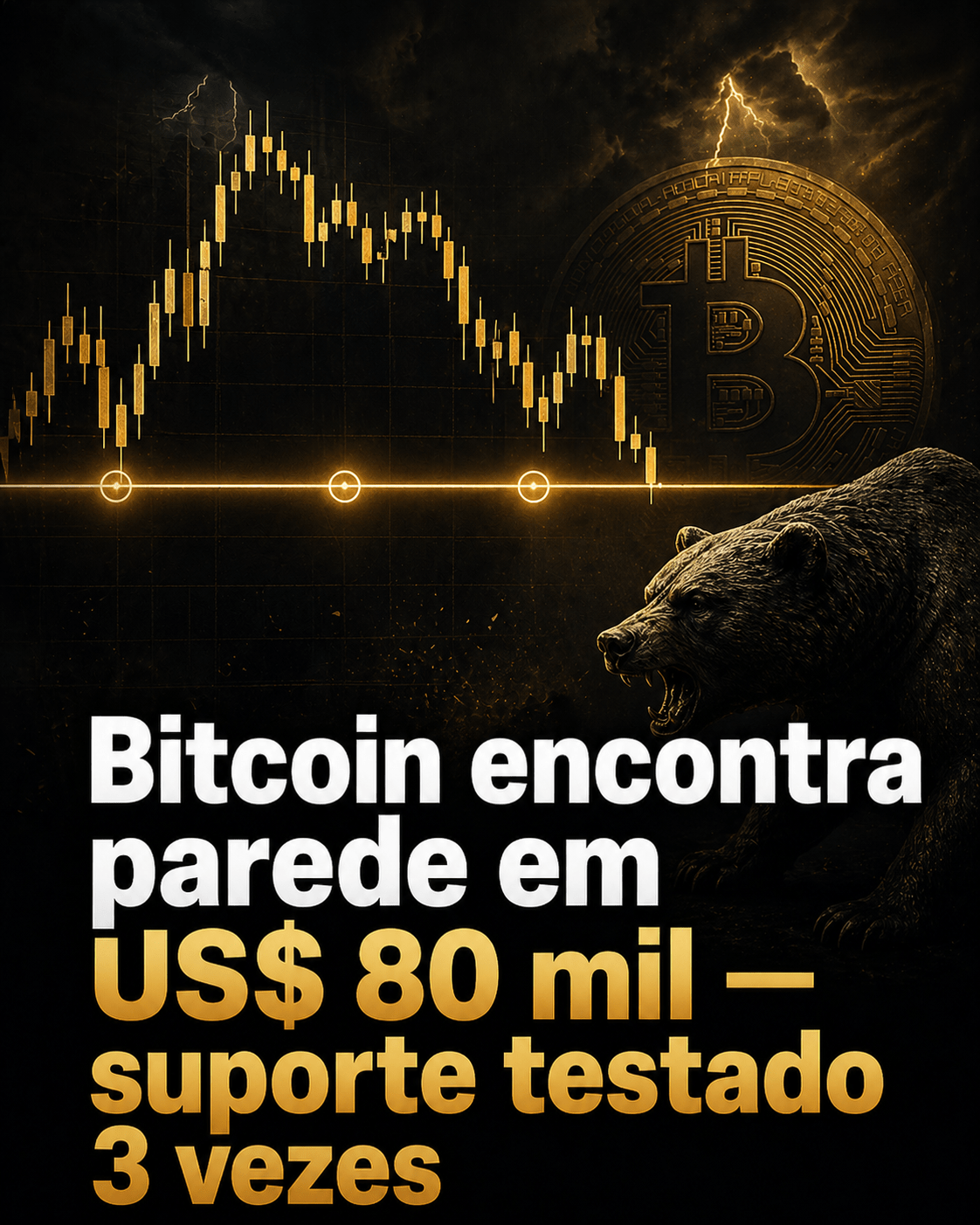 Bitcoin bate em US$ 80.000 e recua — analistas dizem que a queda é temporária