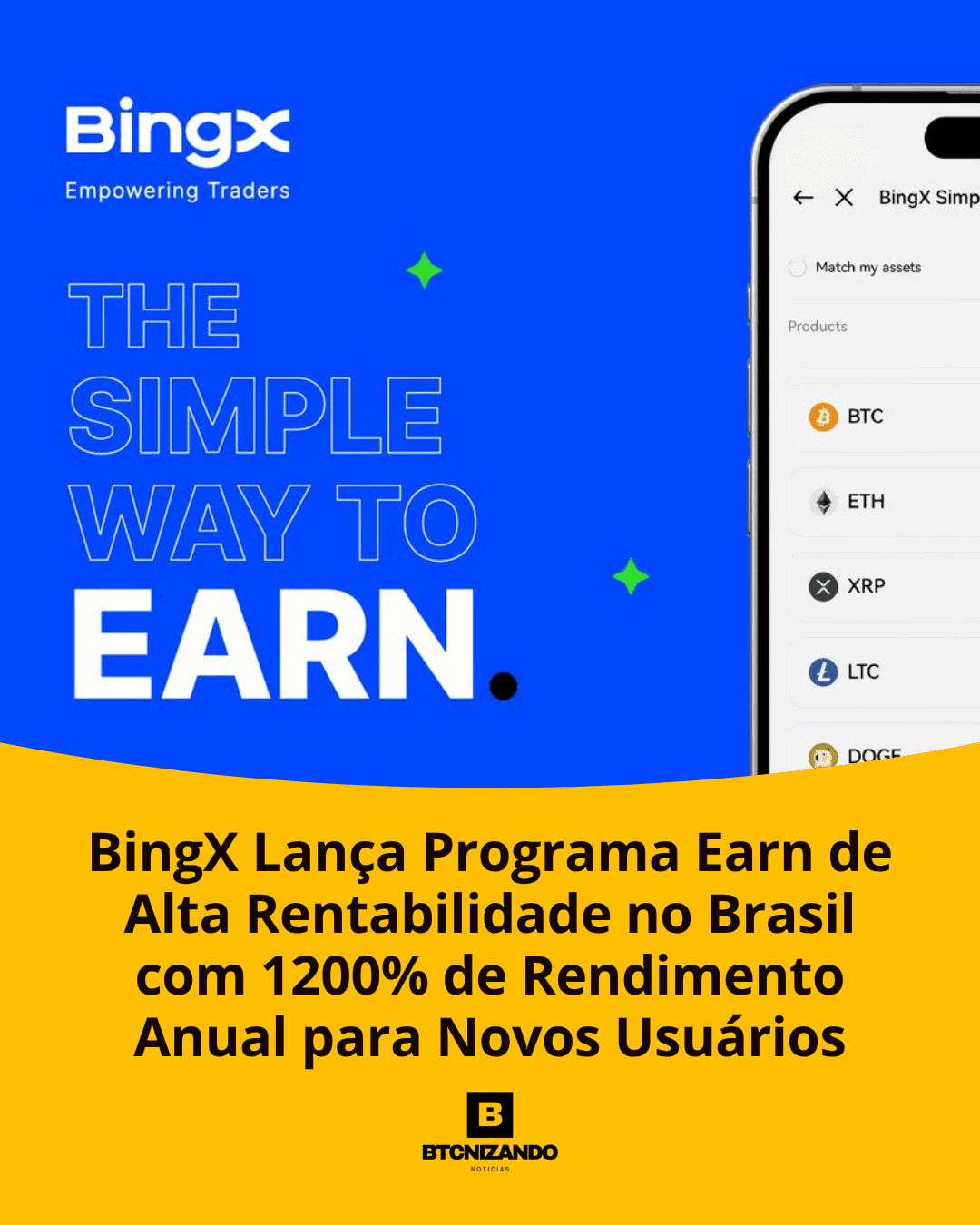 BingX Lança Programa Earn de Alta Rentabilidade no Brasil com 1200% de Rendimento Anual para Novos Usuários